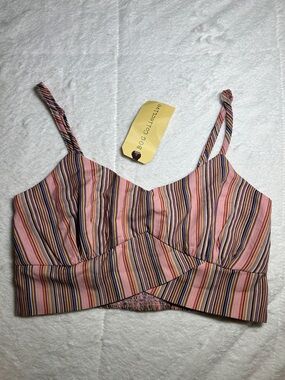 B.O.G Collective Striped Pink Multi-Color Cropped Top